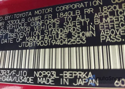 2009 Toyota Yaris from USA, damaged, VIN JTDBT903194042553